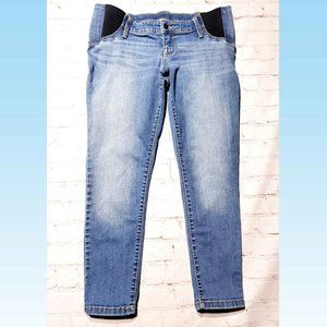 Isabel Maternity Skinny Crop Stretch Blue Jeans Size 6 Under Belly Side Panel
